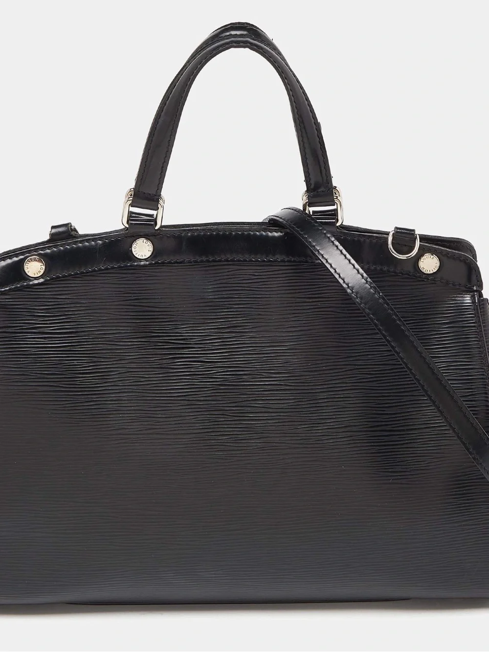 LOUIS VUITTON Black Structured Leather Top-Handle Bag with Detachable Strap